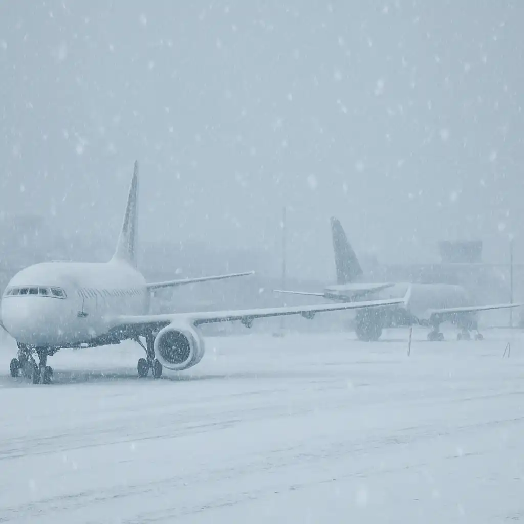 Снежный шторм парализовал авиасообщение