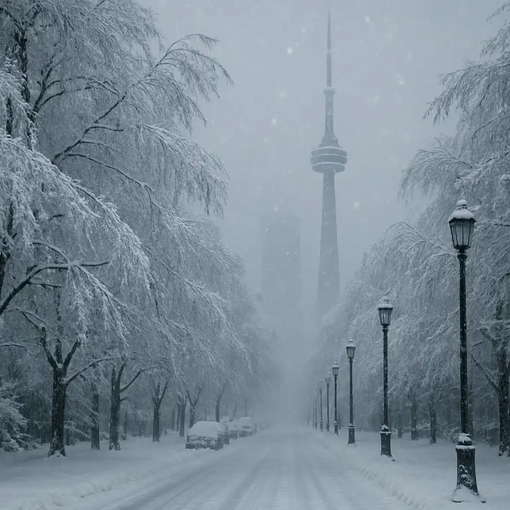 Зимняя буря обрушивается на Торонто