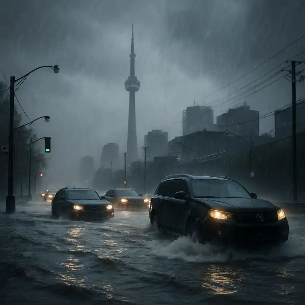 Дождь затопил дороги Торонто: водители предупреждены