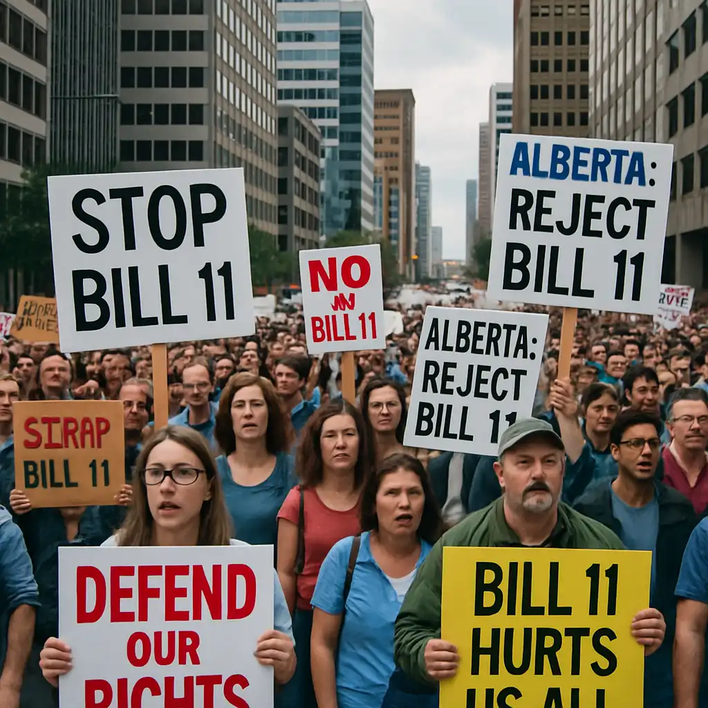 Протесты по всей Канаде против законопроекта Альберты 11