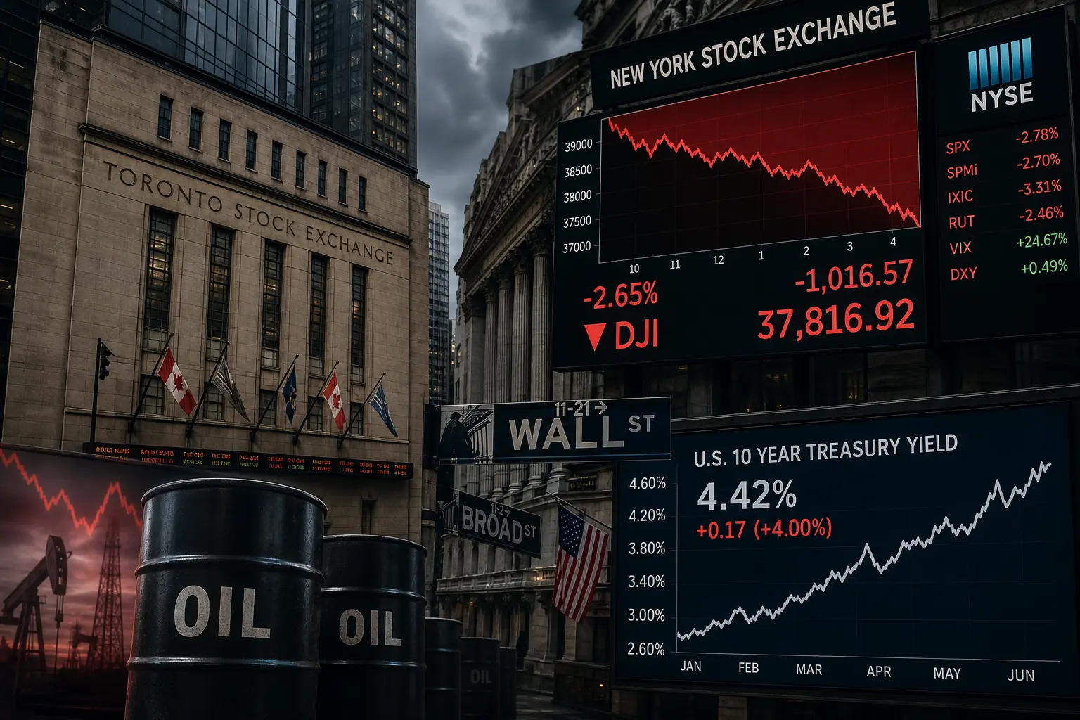 TSX рухнул на 435 пунктов: нефть, инфляция и облигации