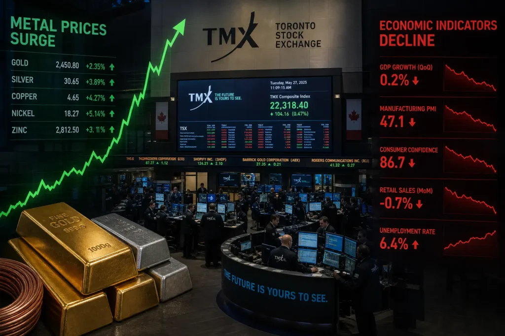 TSX вырос на металлах, а не на экономике