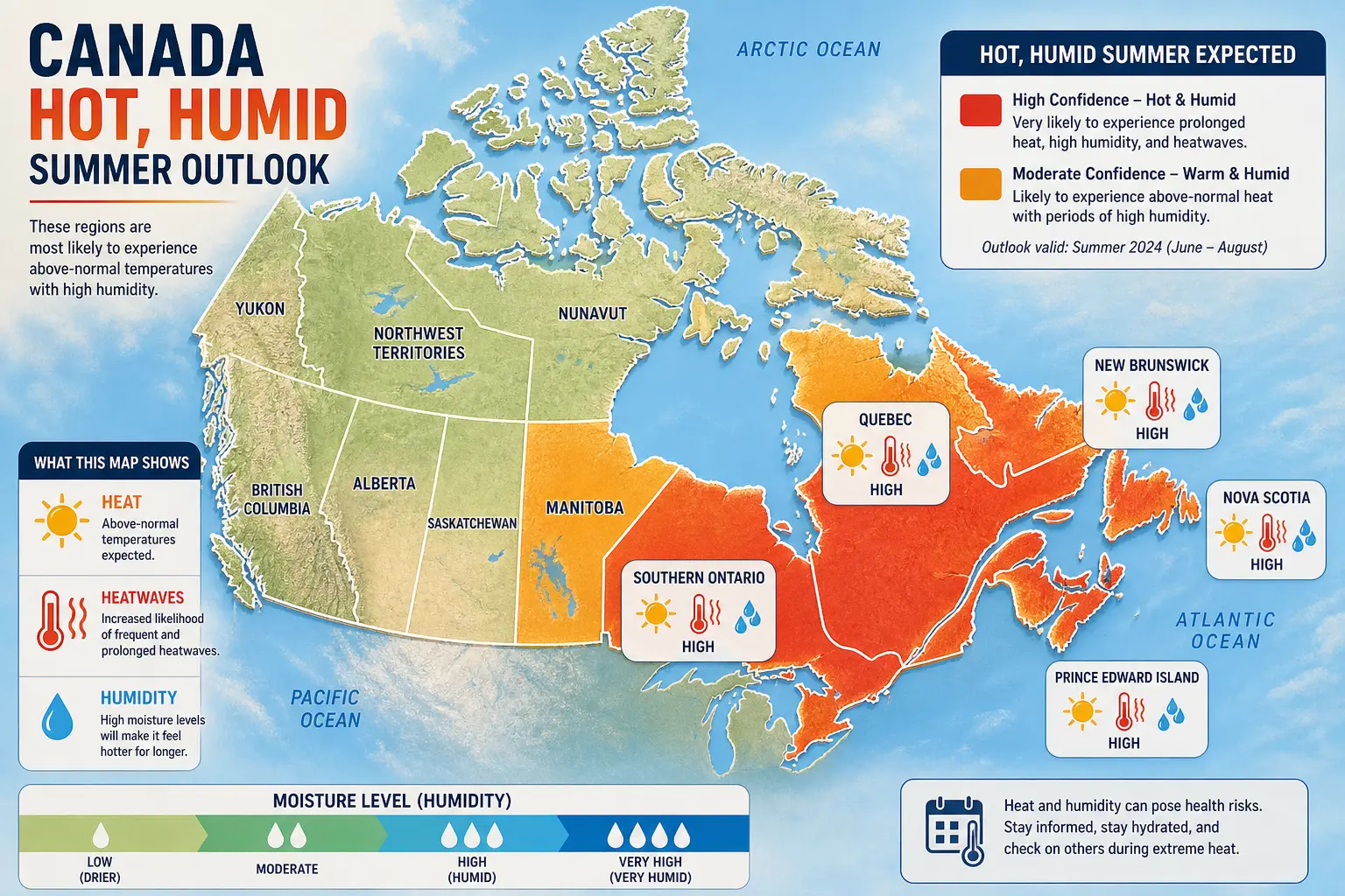 Лето 2026: без передышки — Environment Canada прогнозирует жаркое и влажное лето по всей Канаде