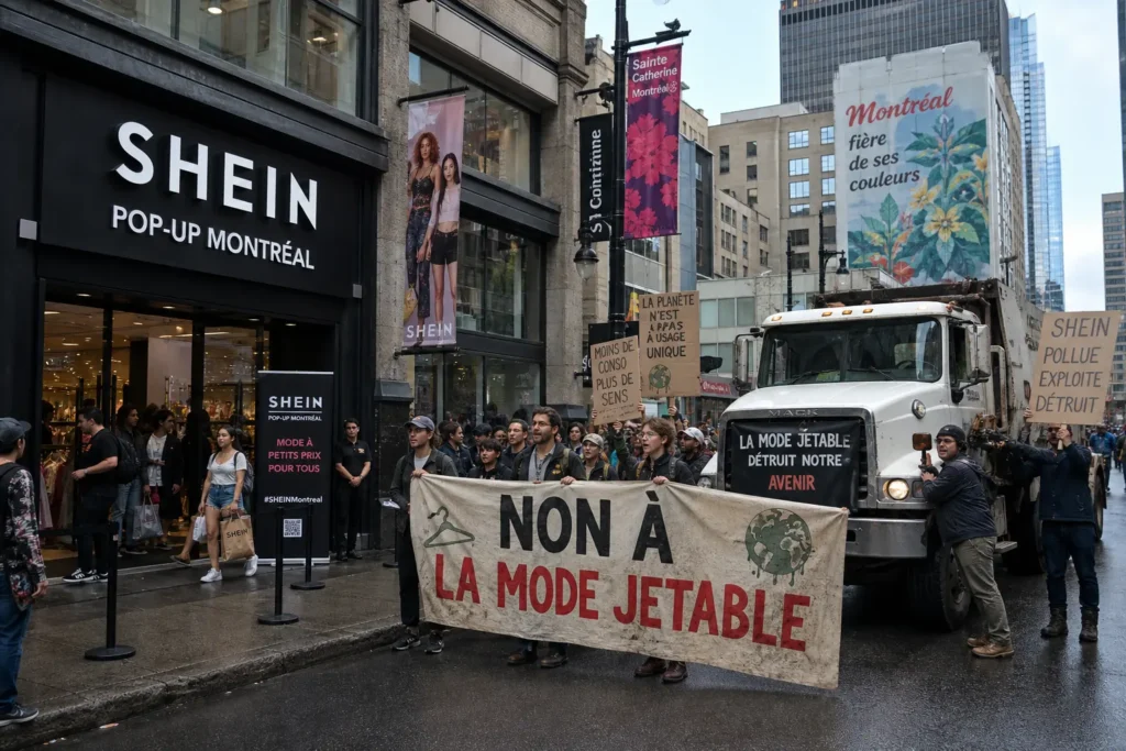 Shein вернулся в Монреаль — и снова с протестами