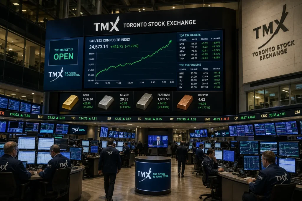 TSX вырос на 177,02 пункта: базовые металлы тянут рынок вверх